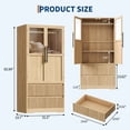 thumbnail image 4 of Shininglove Natural Wood Wardrobe Closet with 2 Doors and 2 Drawers, 65.9"H x 31.5"W Wooden Bedroom Freestanding Wardrobe Combination for Hanging Clothes, 4 of 9