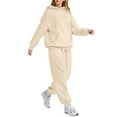 thumbnail image 5 of Nokdvo 2 Piece Sets for Women Fall Lounge Hoodie Oversized Hooded Sweatshirts Jogging Sweatpants Casual Sweat Suits Sets Khaki 2XL, 5 of 5