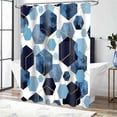 thumbnail image 3 of 70.87x70.87Inch Blue Shower Curtain, Modern Geometric Art Decor Waterproof Bath Curtain, Abstract Fabric Shower Curtain for Bathroom, 3 of 8