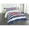 thumbnail image 3 of Ambesonne Nautical Quilted Bedspread Set 3 Pcs, Red Ship Wheel, King Size, Navy Blue Red, 3 of 5