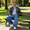 thumbnail image 5 of Leidass Men's Baggy Sweatpants Fleece Wide Leg Lounge Sweat Pants Drawstring Waist Jogging Pants with Pockets Blue 3XL, 5 of 7