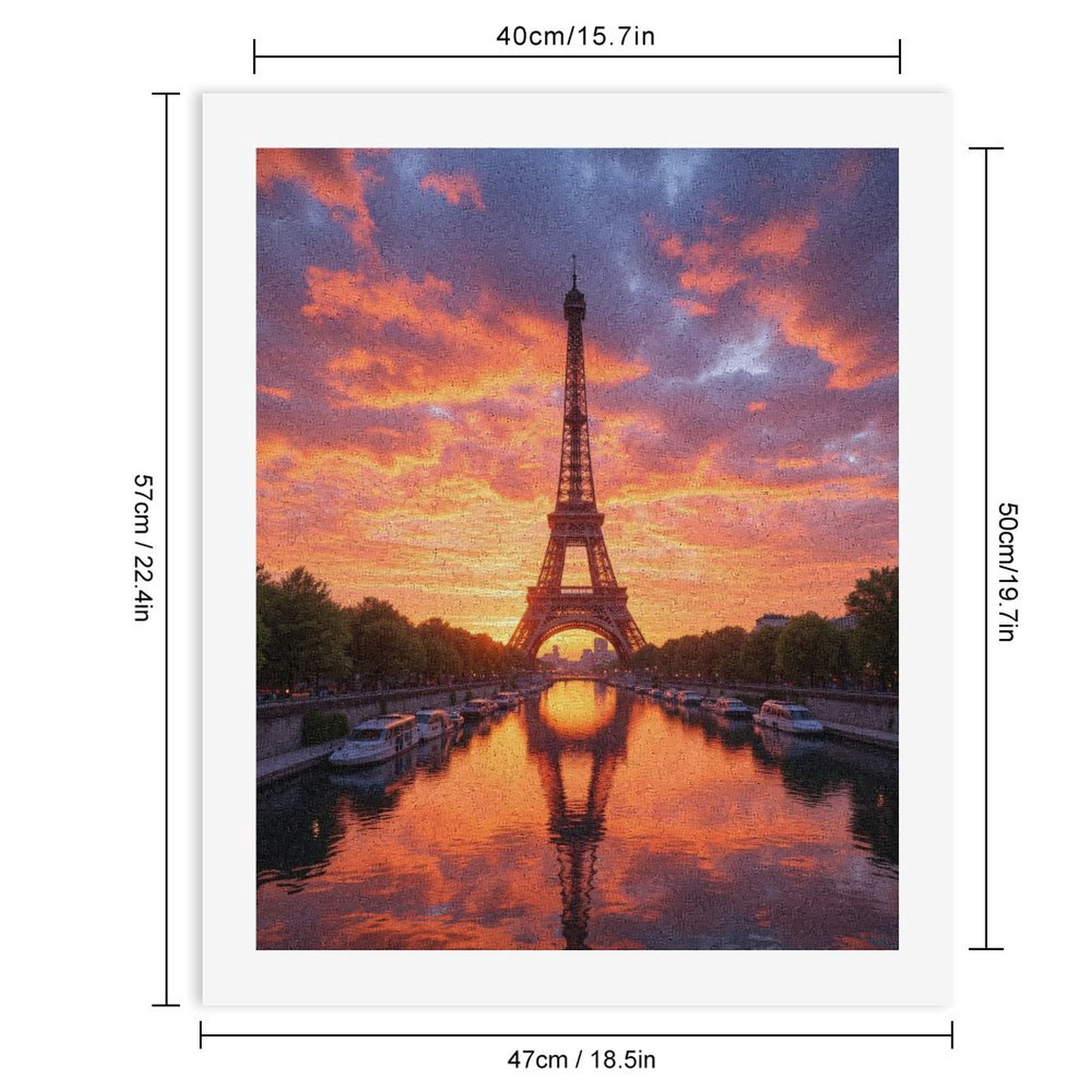 Paint by Numbers Kit for Adults, Sunset Reflection Eiffel Tower Paris Paint by Numbers, Easy Paint by Numbers Kit for Adults Beginner, DIY Adult Paint by Number Kits on Canvas, Home Decor