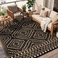 thumbnail image 2 of RUG ROBOT 8'x10' Waterproof Outdoor Rug, Reversible Plastic Straw Outside Rug for Backyard, Patio, Moroccan Indoor Outdoor Rug for Camping, Garden, Balcony, Camping & RV, Black/Brown, 2 of 11