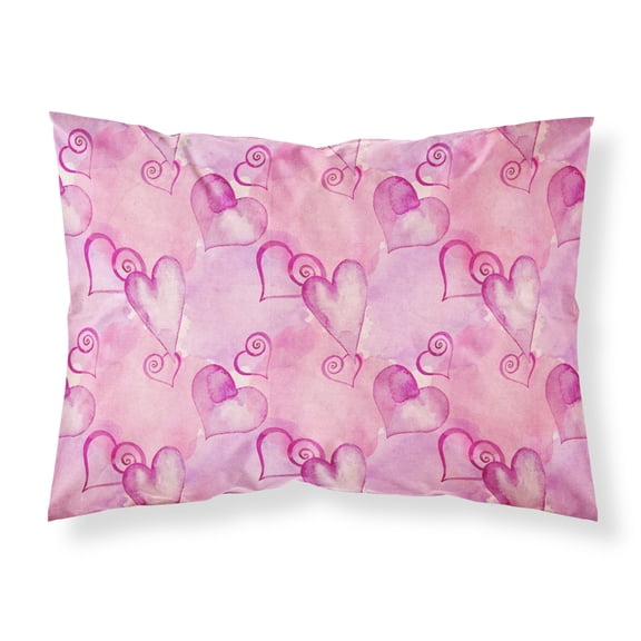 Watercolor Hot Pink Hearts Fabric Standard Pillowcase