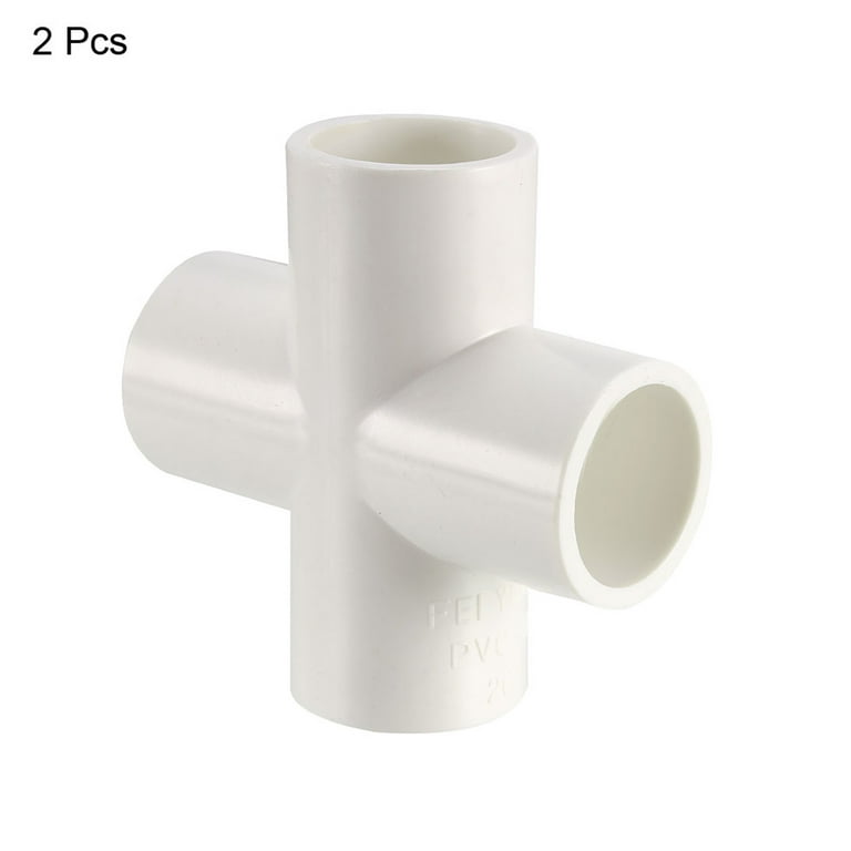 PVC Pipe Fitting,4 Way Cross,Schedule 80 1/2-inch Socket Tee Corner Fittings  White 2pcs 