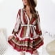 thumbnail image 4 of Vestido de falda de pastel bohemio de manga larga con volantes y cuello en V a la moda para mujer Wmkox8yi  FGJ785, 4 of 8
