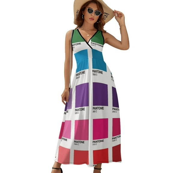 Shades of Pantone Colors Sleeveless Dress Dresses Women Summer Evening Dresses Ladies Bohemia Long Dresses