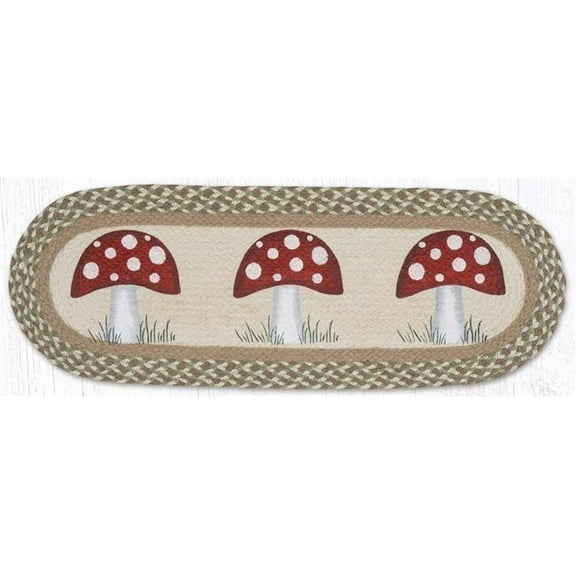 Earth Rug 68-660M 13 x 36 in. Mushroom Braided Oval Table Runner, Burgundy & Mustard