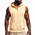 thumbnail image 4 of Zedker Men's Sleeveless Hoodies Full Zip Up Vest Jacket Gym Workout Hooded Sweatshirts for Sport Casual Hoodie Coat with Pockets Beige L, 4 of 6