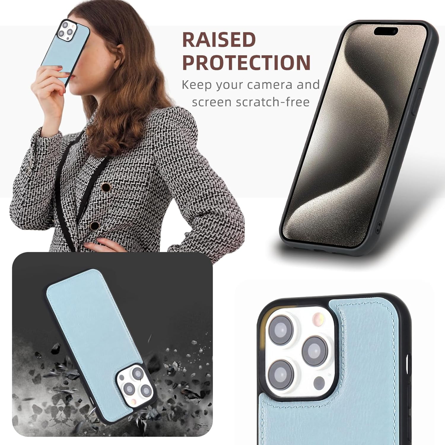 Phone Case Wallet Case Compatible for iPhone 15,iPhone 15 Multifunctional 2 in 1 Magnetic Case Wallet,Durable PU Leather Flip Lanyard Strap Wristlet Zipper Card Holder  for iPhone 15