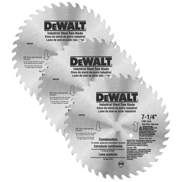 Hoja de sierra circular DEWALT DW3325, 40 dientes, 7 1/4 pulgadas, paquete de 3