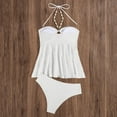 thumbnail image 5 of Summer Saving Clearance! Plus Size Bathing Suit for Women Solid Color Fashion Sexy No Buckle Adjustable Backless Bikinis Sets Swim Top with Shorts, 5 of 7