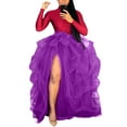 thumbnail image 2 of Elainilye Fashion Wedding Dresses for Women Tulle Long Skirt High Waist Ruffle Floor Length Wedding Puffy Maxi Skirts,Purple, 2 of 8
