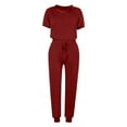 thumbnail image 4 of DHFJKG 2 Piece Sets For Women Summer Sweatsuits Short Sleeve Crewneck T Shirts Joggers Ankle-Tied Sweatpants With Pockets Tracksuits Sets Stylish Outfit, 4 of 4