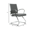 thumbnail image 6 of LeisureMod Office Chair Upholstered Leather Computer Chair with Stainless Steel Frame Benmar Series in Grey, 6 of 12