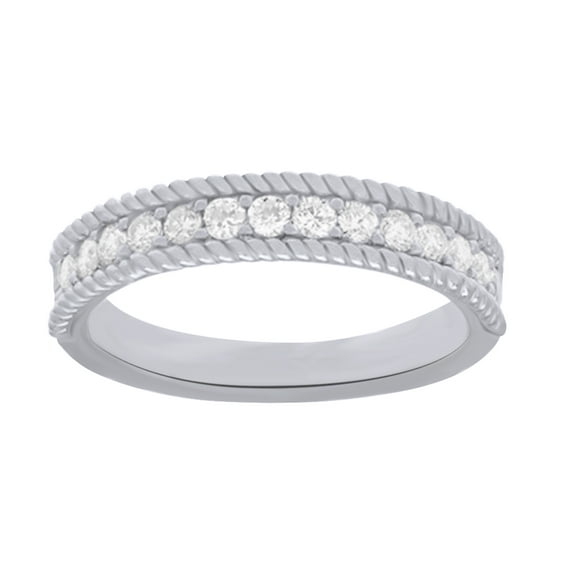 AFFY White Natural Diamond Anniversary Ring In 10k White Gold (0.5 Cttw)