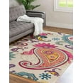 thumbnail image 4 of Unique Loom Estrella Paisley Floral Area Rug 7' x 10' Rectangle Beige/Pink, 4 of 10