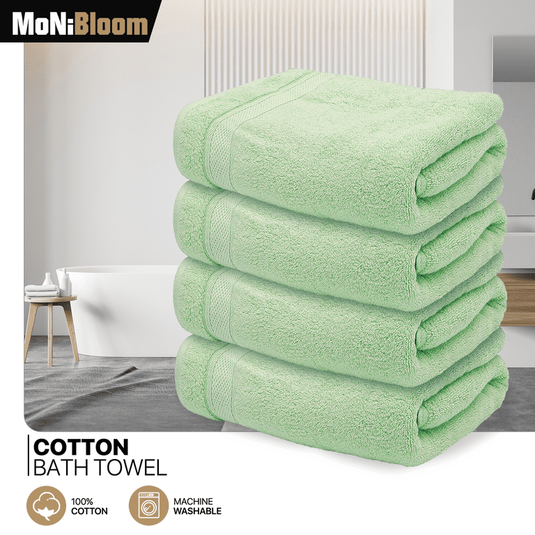 Cream And Green Bath Towel