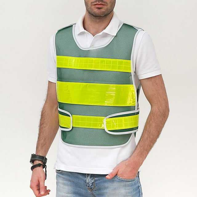 EGNMCR Débardeur à Col Rond pour Hommes, Débardeur Réfléchissant pour la Construction, Jardin la Nuit, Gilet de Protection Sans Manches Sans Chapeau Men Polyester Coat