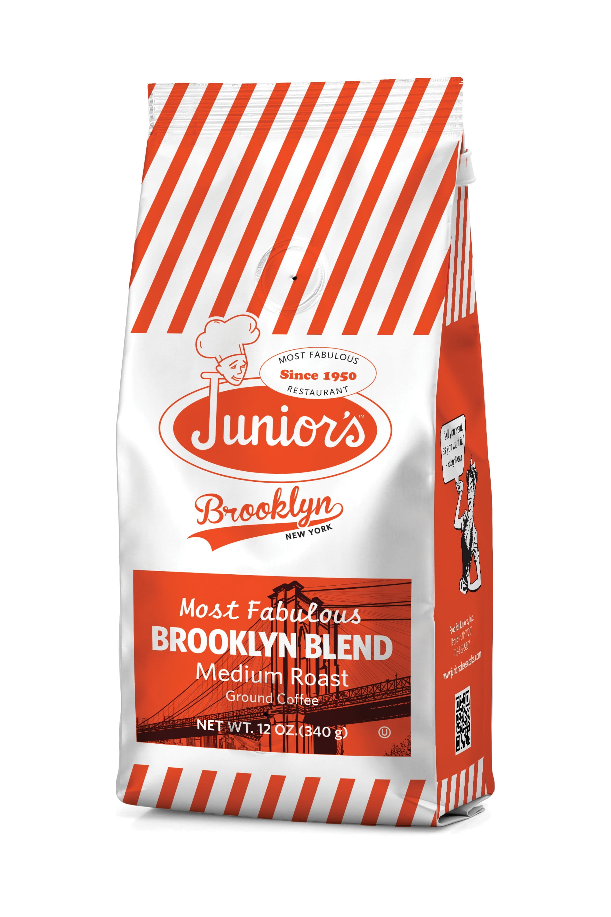 Junior's Most Fabulous Brooklyn Blend, Medium Roast Ground Coffee, 12