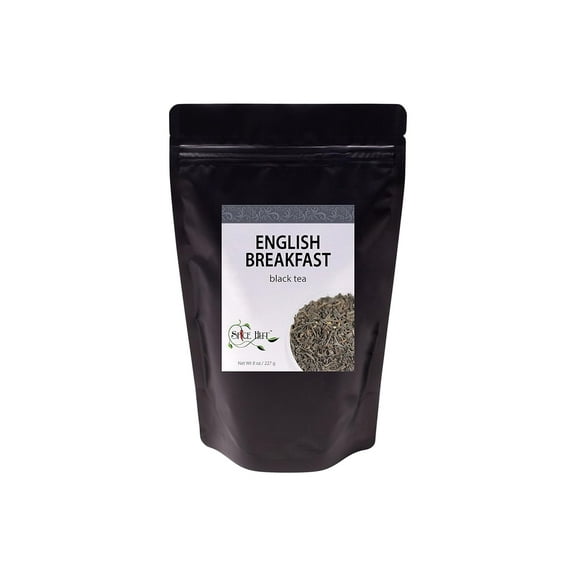 The Spice Hut - English Breakfast Black Tea, High Caffeine - 100% Pure Unflavored, Morning Tea, Makes 80-100 CUPS - 8oz Resealable Airtight Pouch