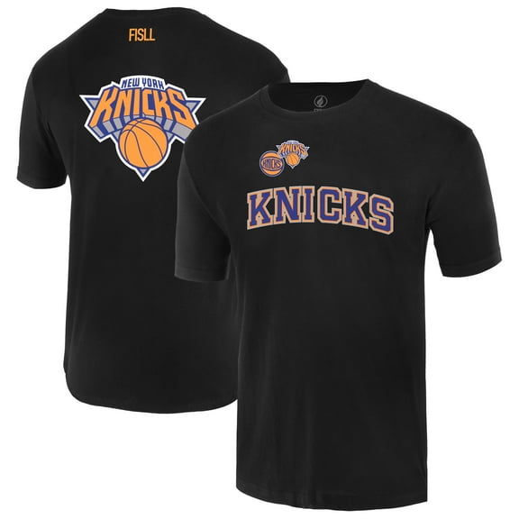 Unisex-FISLL Black New York Knicks Oversize Logo T-Shirt