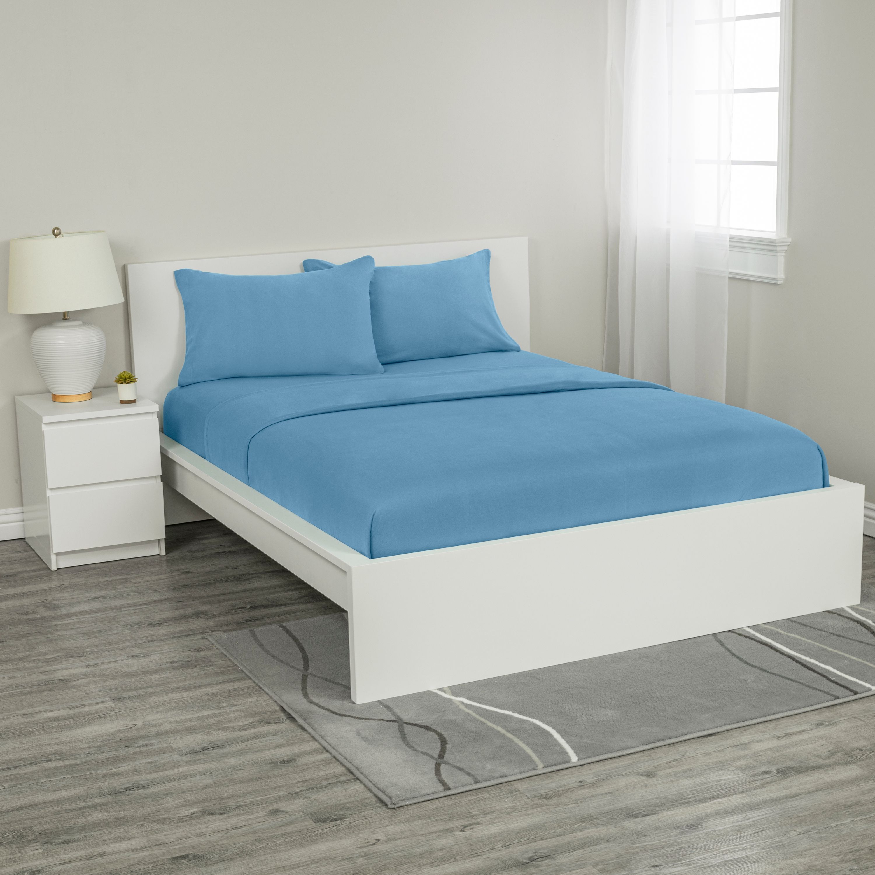 Super Soft 100 Cotton Jersey Sheet Set, Baltic Linen, Blue, Queen