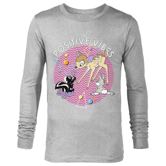 Disney Bambi Thumper and Flower Positive Vibes 90s - Long Sleeve T-Shirt for Men - Customized-Athletic Heather