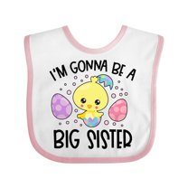 Inktastic Easter I'm Gonna Be a Big Sister with Purple and Pink Eggs Girls Baby Bib