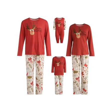 

Calsunbaby Family Matching Christmas Pajamas Set Fairy Christmas Loungewear Nightwear for Adult Kids Elk Xmas Sleepwear Nightwear