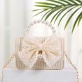 thumbnail image 3 of xiaxaixu Ladies Simple Bowknot Straw Bag Portable Dual-purpose Holiday Photo Versatile Messenger Bag, 3 of 6