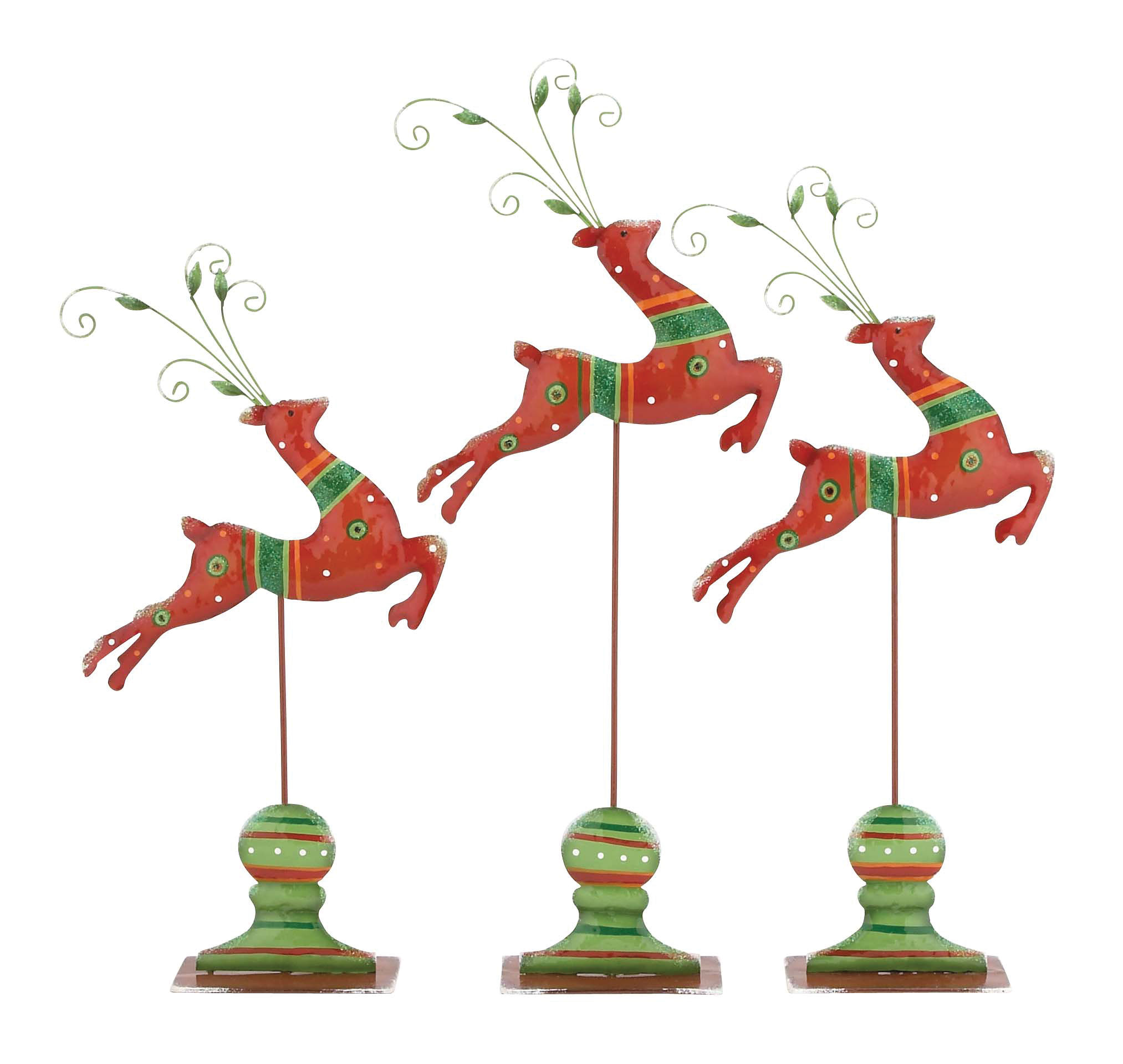 Set of 3 Metal Reindeer Statue 26", 23", 21"H 55299
