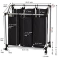 thumbnail image 2 of Household Essentials Triple Laundry Sorter with Wheels, Tapered Metal Frame, Removable Polyester Bags, Ventilated, Smooth Rolling Casters, Great for Sorting Laundry, 2 of 9