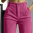 thumbnail image 6 of HomeDM Women's Dress Work Pants High Waisted Corduroy Casual Wide Leg Hot Pink Business Trouser Size L, 6 of 8