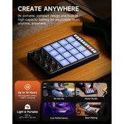 Donner STARRYPAD PRO MIDI Pad Controller for Beat Making, 16 Velocity-Sensitive Drum Pads, 8 Assignable Knobs, USB-C & MIDI I/O, Music Production Software Included, Black
