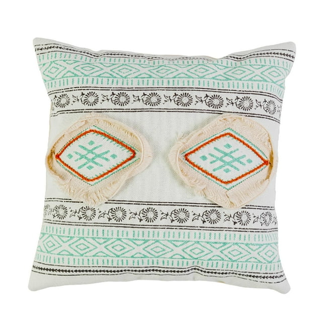 Funda de almohada bohemia de algodón decorativa de estilo rústico, 45,7 x 45,7 cm Estilo 3