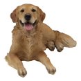 thumbnail image 1 of Large Lifelike Charlie The Chocolate Golden Retriever Panting Statue 23.25"Long, 1 of 4
