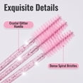 thumbnail image 3 of HeartGoods 50 Pcs Disposable Mascara Wands, Spiral Lash Spoolies with Crystal Handles, Pink Eyelash and Eyebrow Brush Set for Makeup Application and Grooming, 3 of 7