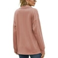 thumbnail image 5 of SHIBEVER Long Sleeve T Shirts for Women V Neck Tops Fall Blouses Casual Pullover Lapel Collar Loose Fit Tunic Tops Henley Shirts Fashion Solid Color Pink Plus Size XXL, 5 of 5