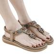 thumbnail image 3 of kamemir Summer Sandals Womens Wedge Sandals Flower Low Heel Dressy Sandals Elastic Ankle Strap Rhinestone Summer Comfortable Shoe(Beige,8.5), 3 of 6