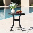 thumbnail image 2 of GZXS 21.3" Outdoor Side Table, Cast Aluminum End Table with 1.6" Umbrella Hole, Small Square Bistro Table for Porch, Patio, Balcony, Backyard, Black, 2 of 11