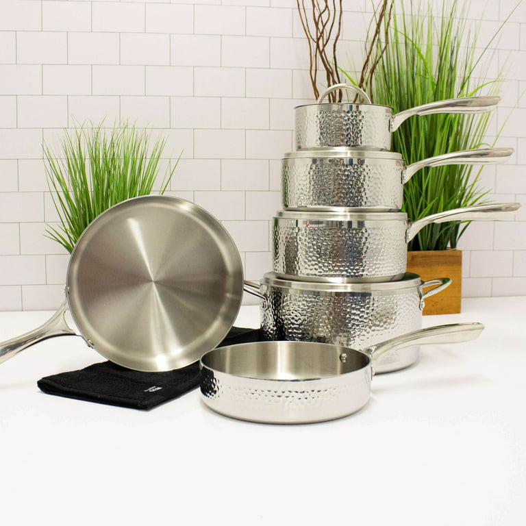 BergHOFF Vintage Tri-Ply 18/10 Stainless Steeel 10Pc Cookware Set, Hammered