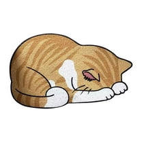 WMGHA Cat Rug - Decorative Cat Door Mat with Sleeping Tabby Cat Design - Floor Carpet for Front Door,Bathroom Entry,Living Room,Hand-Hooked Polyester Material,Non-Slip Bottom - 24x15.75 inches