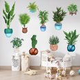 thumbnail image 4 of RV Pegatinas de plantas para ventanas, pegatinas de flores para ventanas, arte de pared de cactus en maceta, calcomanías decorativas con patrones de plantas colgantes, 7 piezas para sala de estar, dormitorio, puerta de vidrio Rojo Verde, 4 of 4