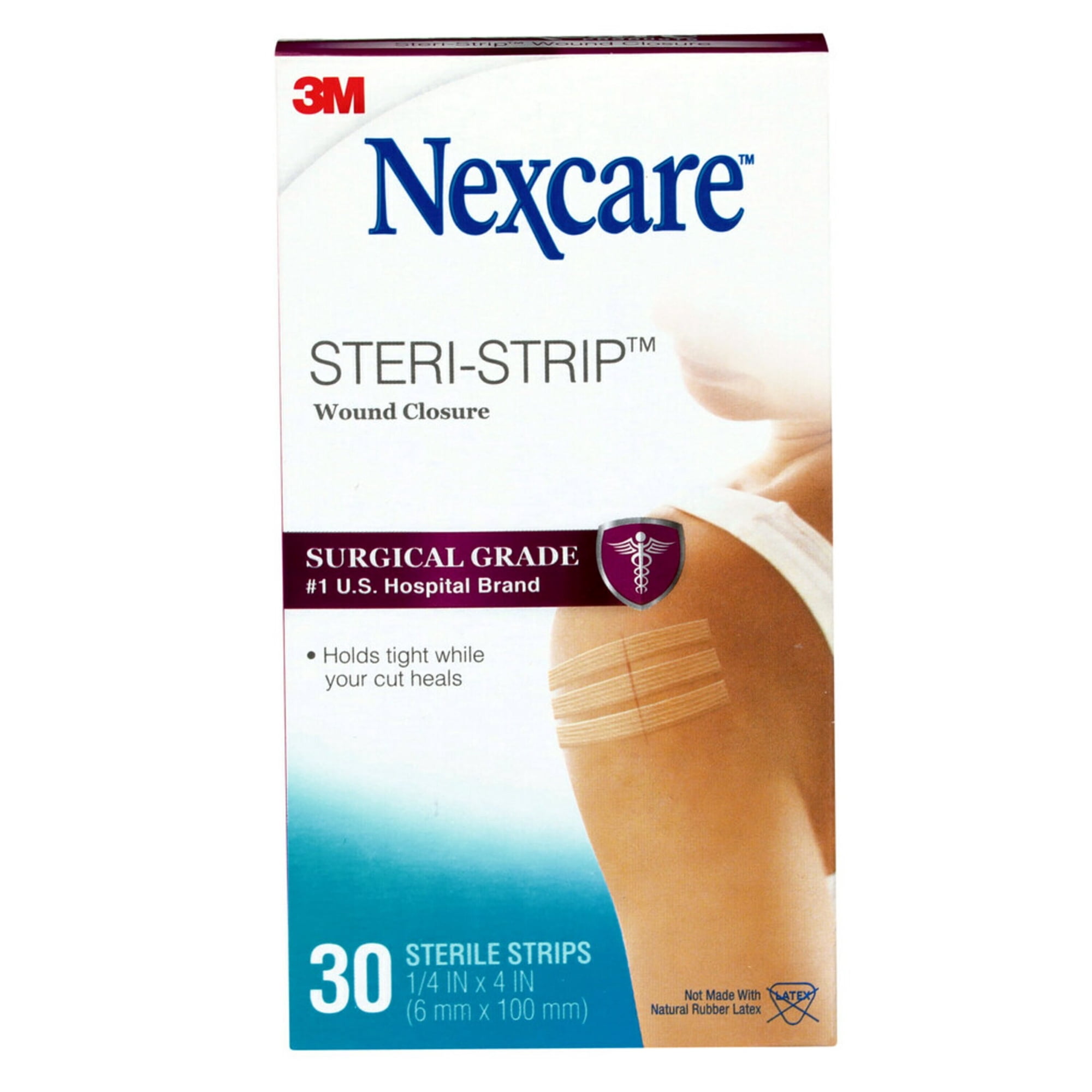 Nexcare Steri-Strip Skin Closure, Hypoallergenic, 1/4" x 4", 30 Count