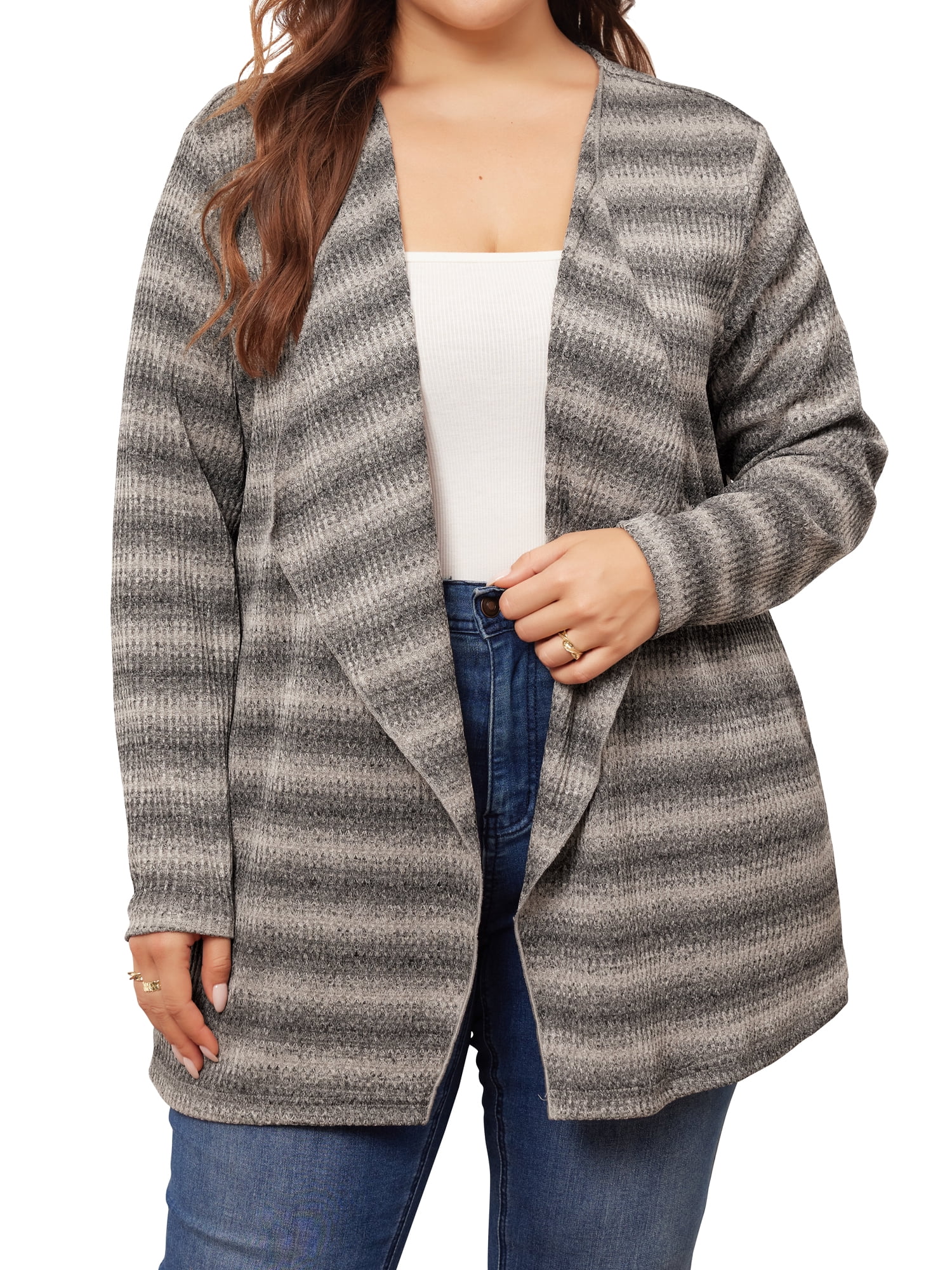 DARING DIVA Women's Plus Size Tie Dye Lightweight Open Front Cardigans 4X Apricot Black