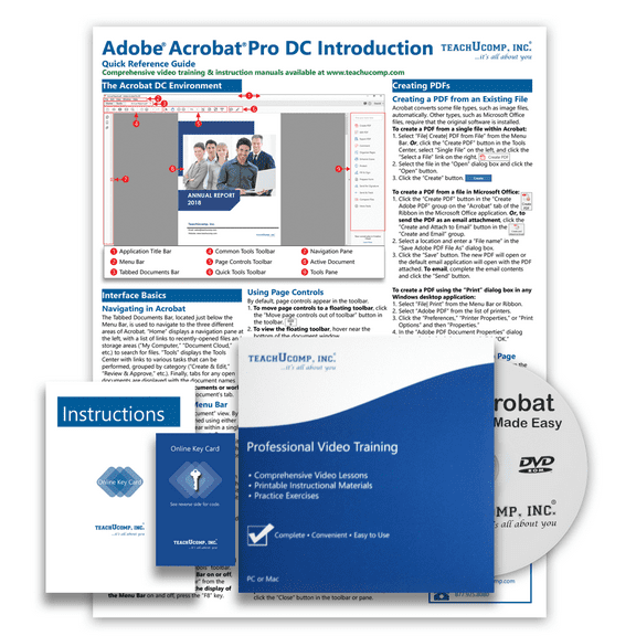 Learn Acrobat DC Deluxe Training Tutorial- Video Lessons, PDF Instruction Manual, Quick Reference Software Guide for Windows by TeachUcomp, Inc.