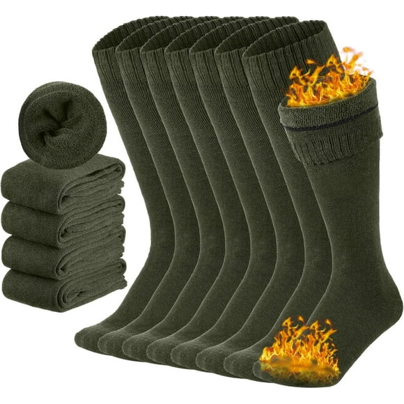 8 Pairs Men's Wool Military Boot Socks Thermal Army Socks Hunter Boot Anklets Men Thick Wool Anklets for Cold Weather Combat Tactical Hiking Hunting