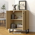 thumbnail image 4 of Rattan Accent Cabinet with 2 Doors, Storage Sideboard for Living Room, Kitchen Buffet Table in Natural Finish, 4 of 10