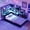 Black+Blue + Twin, variant on Twin Size Gaming Daybed with Integrated Desk & LED Lights, Modern Wooden Bed Frame with 3 Storage Drawers, Built-in Charging Station & Multi-Functional Headboard Bookcase,Purple+Black